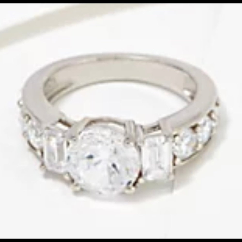 Diamonique ring size 4 silver.